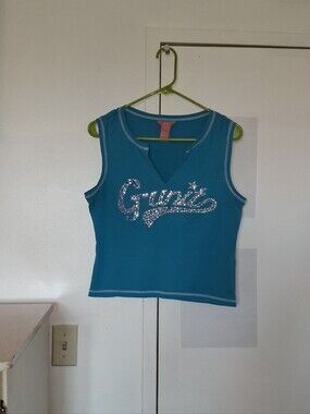 G-Unit 50/Cent Blue Rhinestone Tank Top SzM